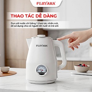  Ấm Siêu Tốc Nhiệt Kế Retro Fujiyama FK1810 1.8L – Inox 304 2 Lớp An Toàn – Hiển Thị Nhiệt Độ – Tự Ngắt Khi Sôi